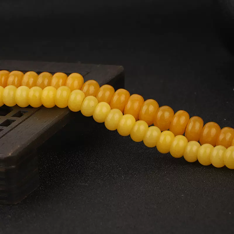 黄玉随算盘珠蜜蜡算珠隔珠diy手工半成品收尾隔珠算盘珠子散珠