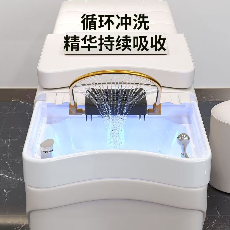 Thai-Style Shampoo Bed for Hair Salons, Specialized Constant Temperature Steaming Water Circulation Head Therapy Bed, Beauty Salon Hair Washing Bed