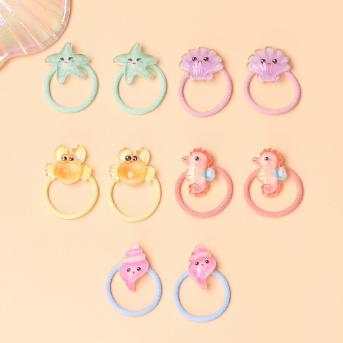 Cute cartoon mermaid rubber band, new baby marine animal hair band, hair band for little girls and children that does not hurt hair