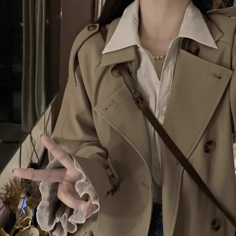 Windbreaker Women's Spring and Autumn 2024 New British Style Popular Mid Length Small Korean Casual Coat This Year_voghion.com