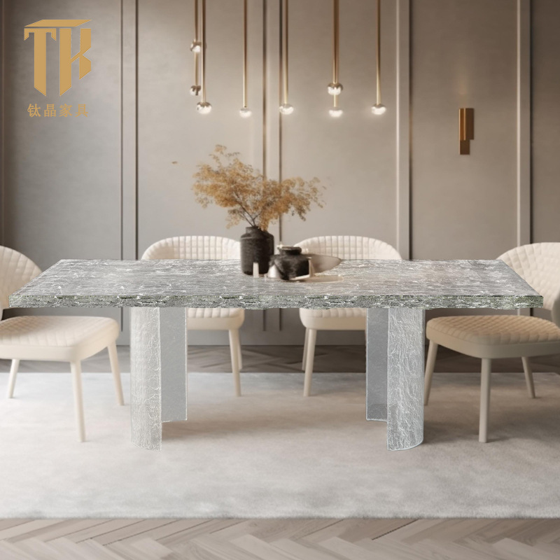 Perchian Crystal Tea Table Designer Glacier Crystal Inlaid Texture Tea Table Stone Pattern Panel Combination Italian Minimalist Coffee Table