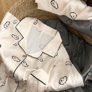 Japanese Style Ins Puppy Pajamas Couple Summer Short-Sleeved Shorts Cartoon Cute Large Size Ice Silk Men's and Women's Home Clothes