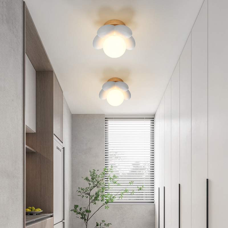 Lámpara de pared Daguanyuan, lámpara de noche para dormitorio, lámpara de habitación para niños color crema, lámpara de pared de fondo de pasillo de flores simple 021L