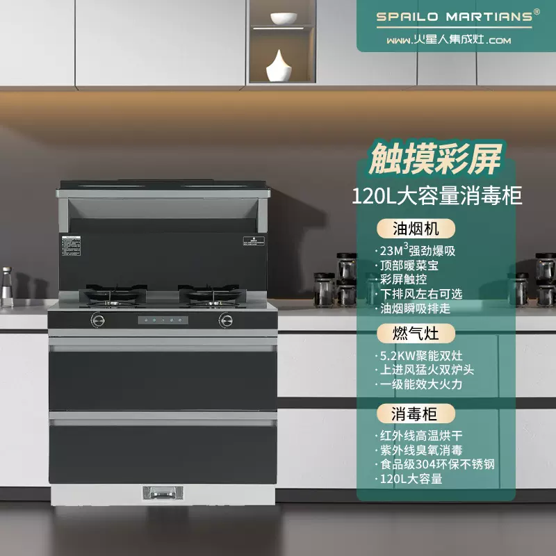 厂家批发洛伟思火星人集成灶自动清洗智能语音蒸烤一体烟灶消套装