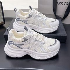 网面老爹鞋女2025新款秋季百搭透气轻便增高超火厚底休闲运动鞋子