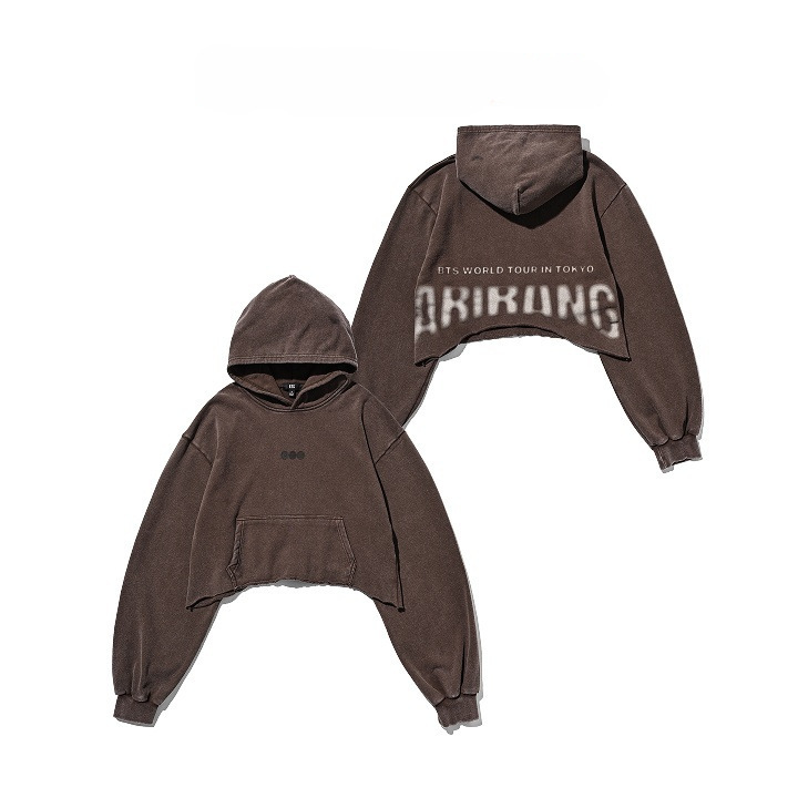 Brown Vintage Hoodie Arirang World Tour Japan Tokyo Short Style Trendy Clothing Bts Brown Vintage Hoodie Arirang World Tour Japan Tokyo Short Style Trendy Clothing Bts