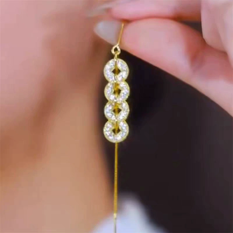 Копейки? Actually coins long universal earrings with tassels Chinese style internet celebrity
