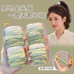 加粗加厚!复古高弹力橡皮筋发绳韩系头绳抹茶绿高级不塌马尾发绳