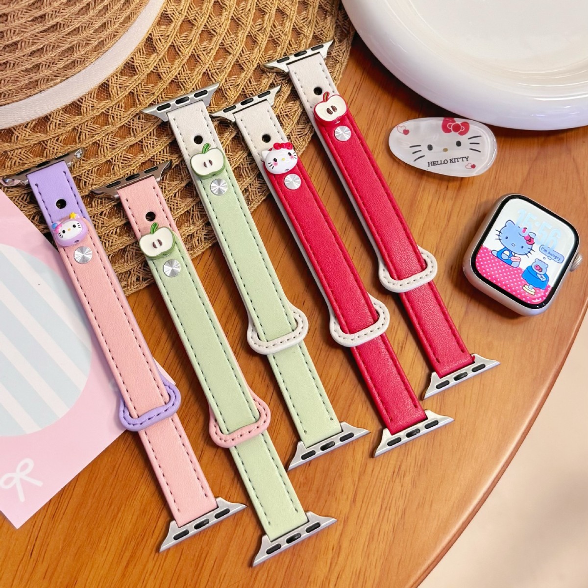 Suitable for Apple Iwatch11 Double Nail Small Waist S10 Watch Wristband Apple Watch Strap Leather Watch Strap