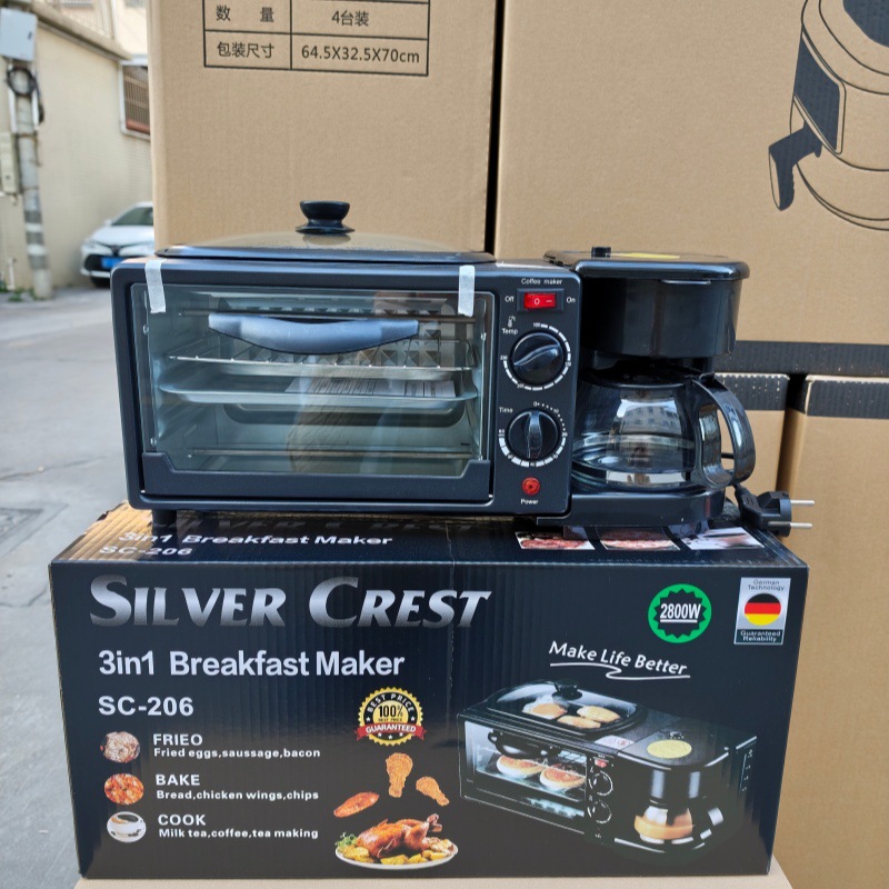 Three-In-One Multifunctional Automatic Breakfast Machine, Toaster, Coffee Machine, Breakfastmachine, Export Trade