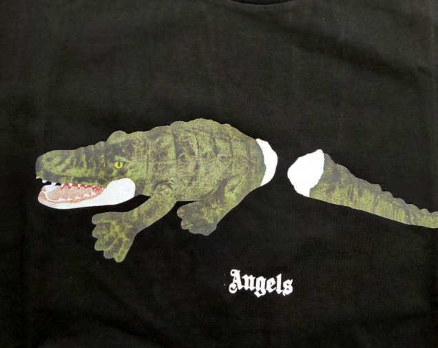 Versión correcta pa marca de moda oso roto manga corta palmera High Street ins oso de peluche tiburón hombres y mujeres pareja camiseta