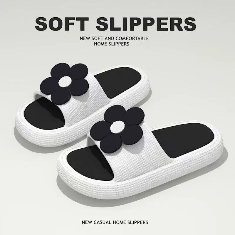 Цветочные тапочки в помещении для домашнего летнего нескользящего купания с толстым дном