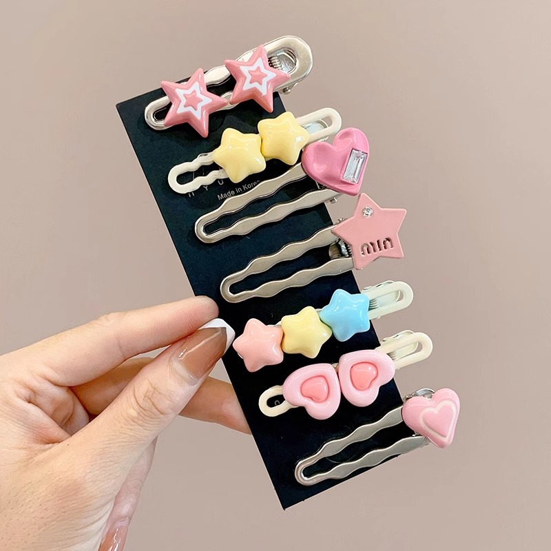 Rosa Linda estrella horquilla lado femenino clip de pelo amor de los niños BB clip de pelo roto horquilla bebé tocado