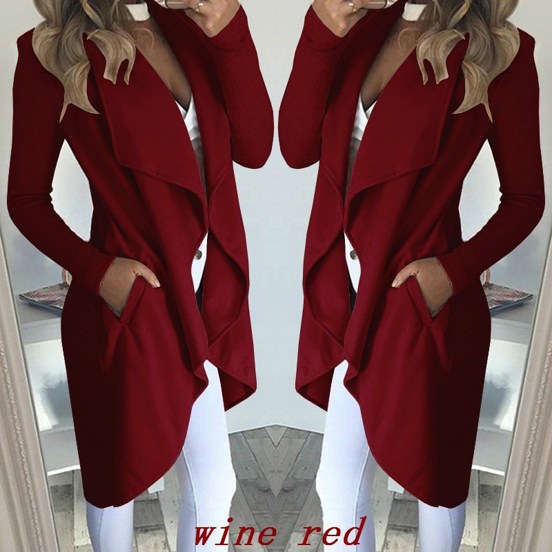 Femmes Mode Couleur Unie Patchwork Patte Manteau Trench-coat display picture 3