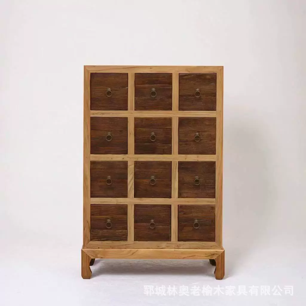 老榆木斗柜风化板柜子中式药柜客厅卧室收纳储物柜实木民宿玄关柜