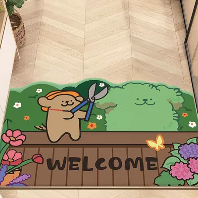 Diatom Mud Mat Cartoon Lines, Avtomobil döşəmə paspasları - gardener-puppy-4060cm25mm-diatom-mud
