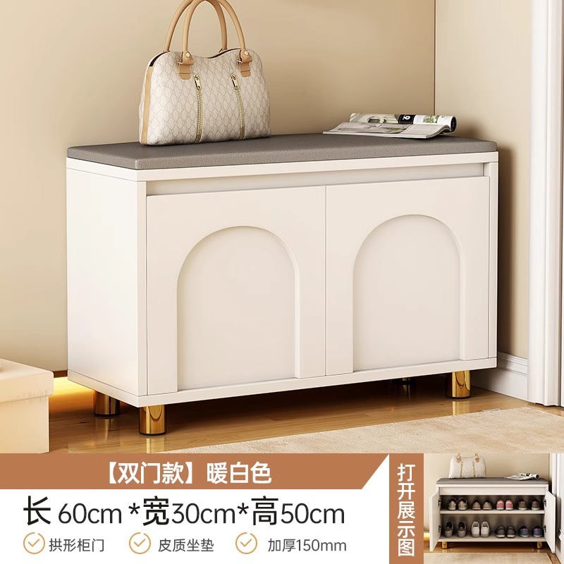 Puerta de entrada para cambiar taburetes de zapatos lujosos de alta calidad almacenamiento se puede sentar en el gabinete de zapatos puerta estrecha simple y moderna con estante de zapatos