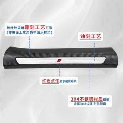 Suitable for FAW/SAIC Audi A5L door sill strip modification with engraved carbon fiber pattern welcome pedal interior modification