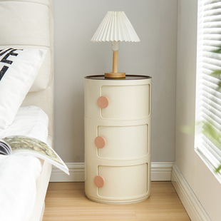Round Bedside Table Replacement Home Bedroom Small Creative Storage Cabinet 2025 New Simple Modern Storage Rack