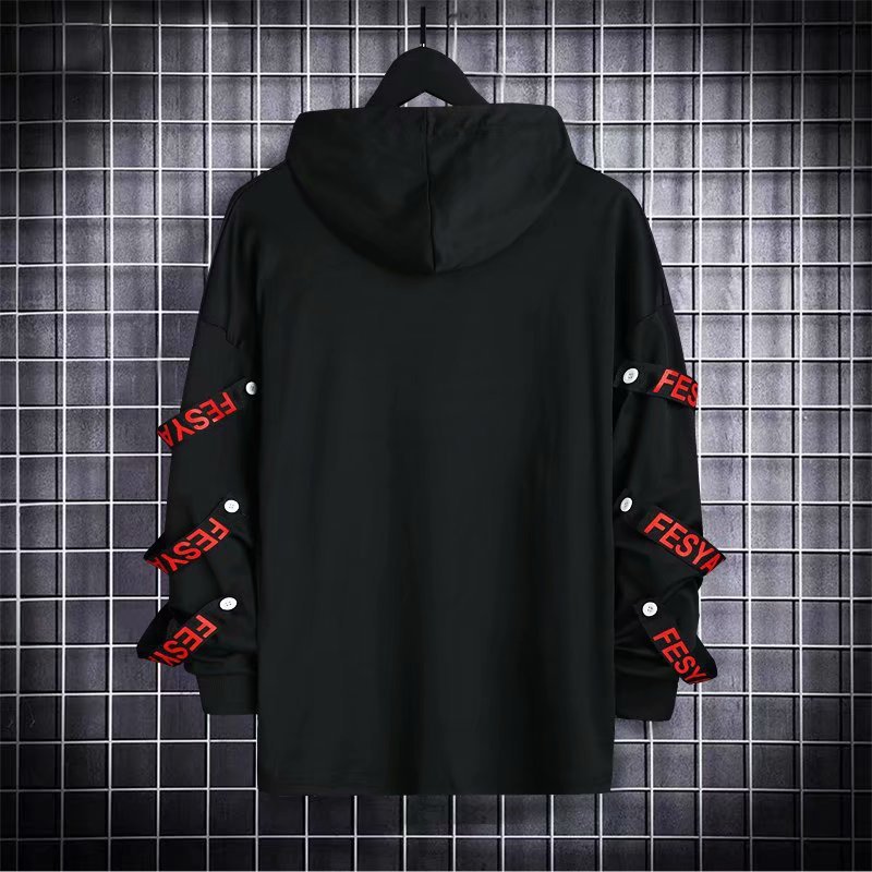 Herrenbekleidung Modemarken-Sweatshirt für männliche Studenten, lockere, lässige, zweiteilige Jacke in Kontrastfarbe, trendiges Kapuzen-Sweatshirt mit Schleife für Männer_voghion.com