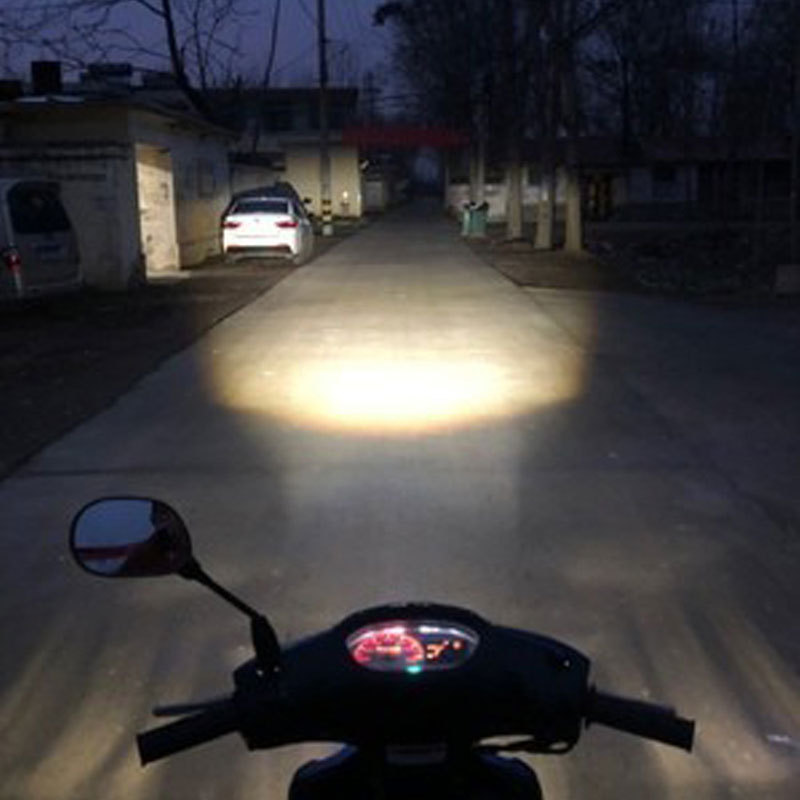 Motorcycle Headlight Modified Light H4 Ba20D White-Yellow High and Low Beam Integrated Spotlight Dual-Color Motorcycle Light