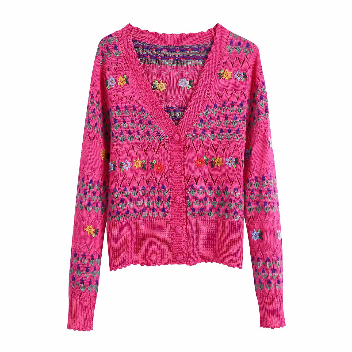 spring flower-shaped decorative knitted cardigan NSAM52468