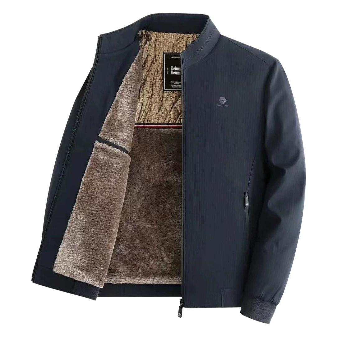 509 стилей одежды для мужчин среднего возраста, утепленные и плотные куртки, новинка осени-зимы 2025 года, воротник-стойка, на молнии, для людей среднего и старшего возраста