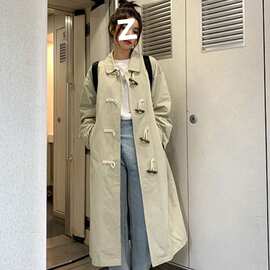 原版做法纯色学院风长袖日系百搭工装休闲外套春秋新款中长款风衣