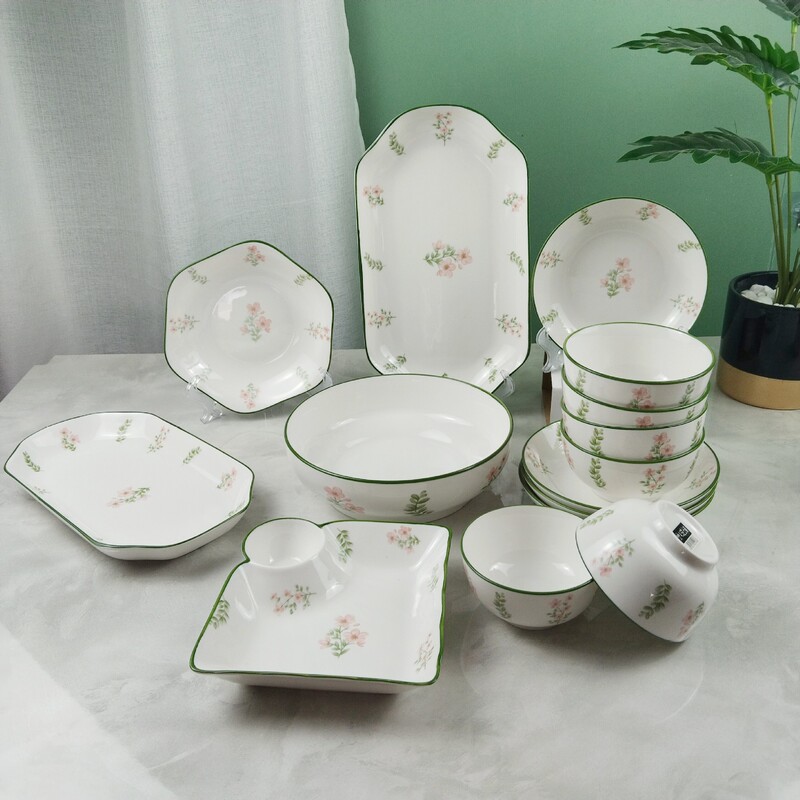 Fresh underglaze color ceramic play plate tableware household rice bowl dish soup bowl fruit plate ceramic rectangular corner cut fish plate Fresh underglaze color ceramic play plate tableware household rice bowl dish soup bowl fruit plate ceramic rectangular corner cut fish plate