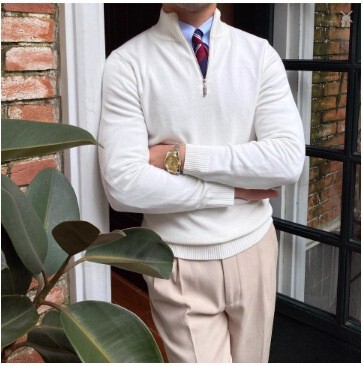 New Autumn and Winter Explosions Men's Vertical Collar Zipper Knitwear Long-sleeved Sweater Men's Slim-fit Pullover Base Sweater