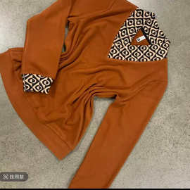 秋冬新款半高领加厚双面绒打底衫减龄宽松拼接款长袖上衣