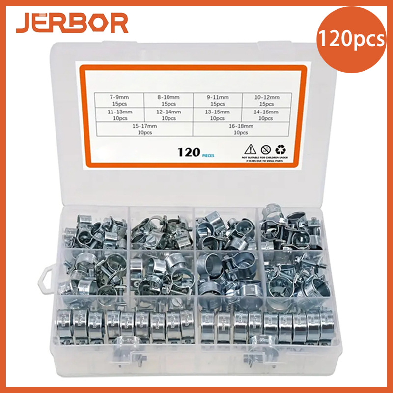 卡箍 120pcs 盒装 镀锌卡箍厂卡箍小强力卡箍铁镀锌迷你喉箍套装