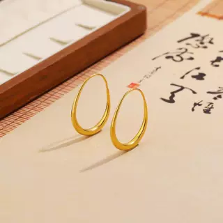 椭圆耳环女2025新款时尚小众设计气质简约轻奢百搭高级感水滴耳圈