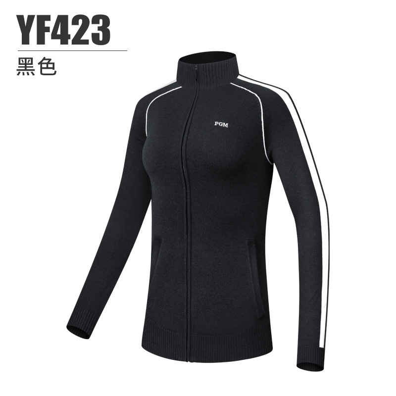Áo len dài tay nữ PGM chơi golf thu đông, chống lạnh ấm áp — YF423-Đen, YF423-màu xanh nước biển, YF423-màu trắng