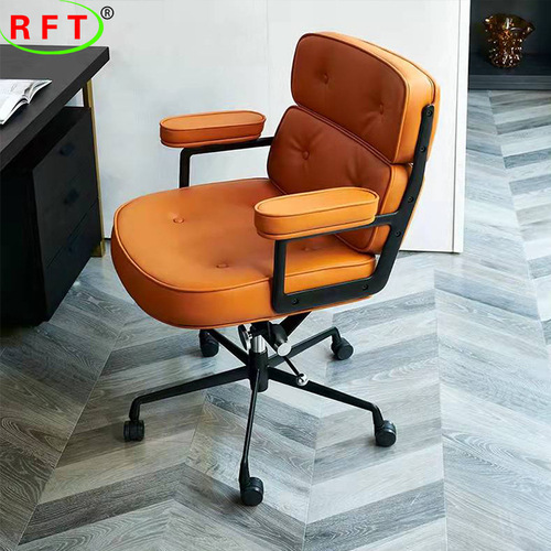 The office chair designed by Robin Eames, a high-rise rotating computer chair with cowhide and solid wood, boss sofa chair