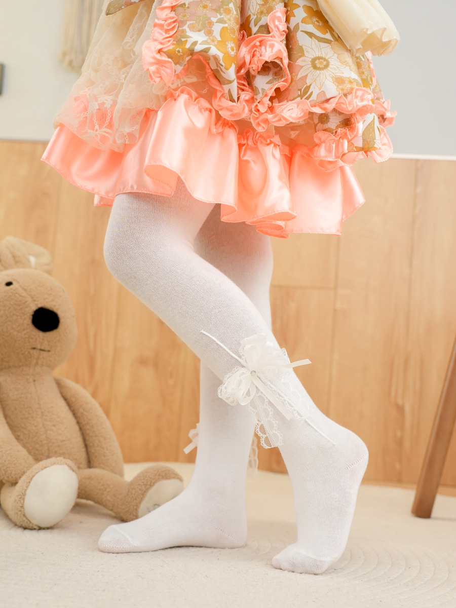 2024 otoño nuevo estilo coreano niñas brillante diamante doble arco pantimedias leggings Lolita princesa estilo pantimedias