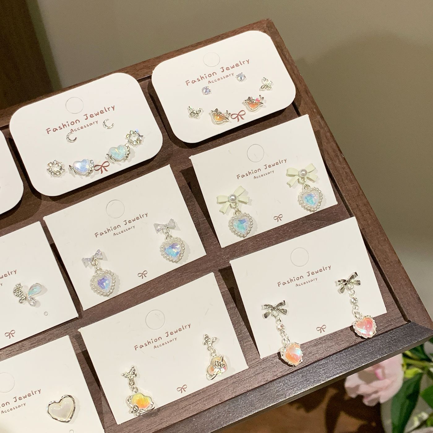 gradient laser mermaid love heart earrings collection women‘s silver needle niche design exquisite super fairy colorful ear studs