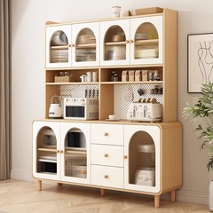 ホームキッチンキャビネット、リビングルームワインキャビネット、モダンでシンプルな収納キャビネット、クリームスタイルのサイドボード、ウォールマウント一体型ハイキャビネット