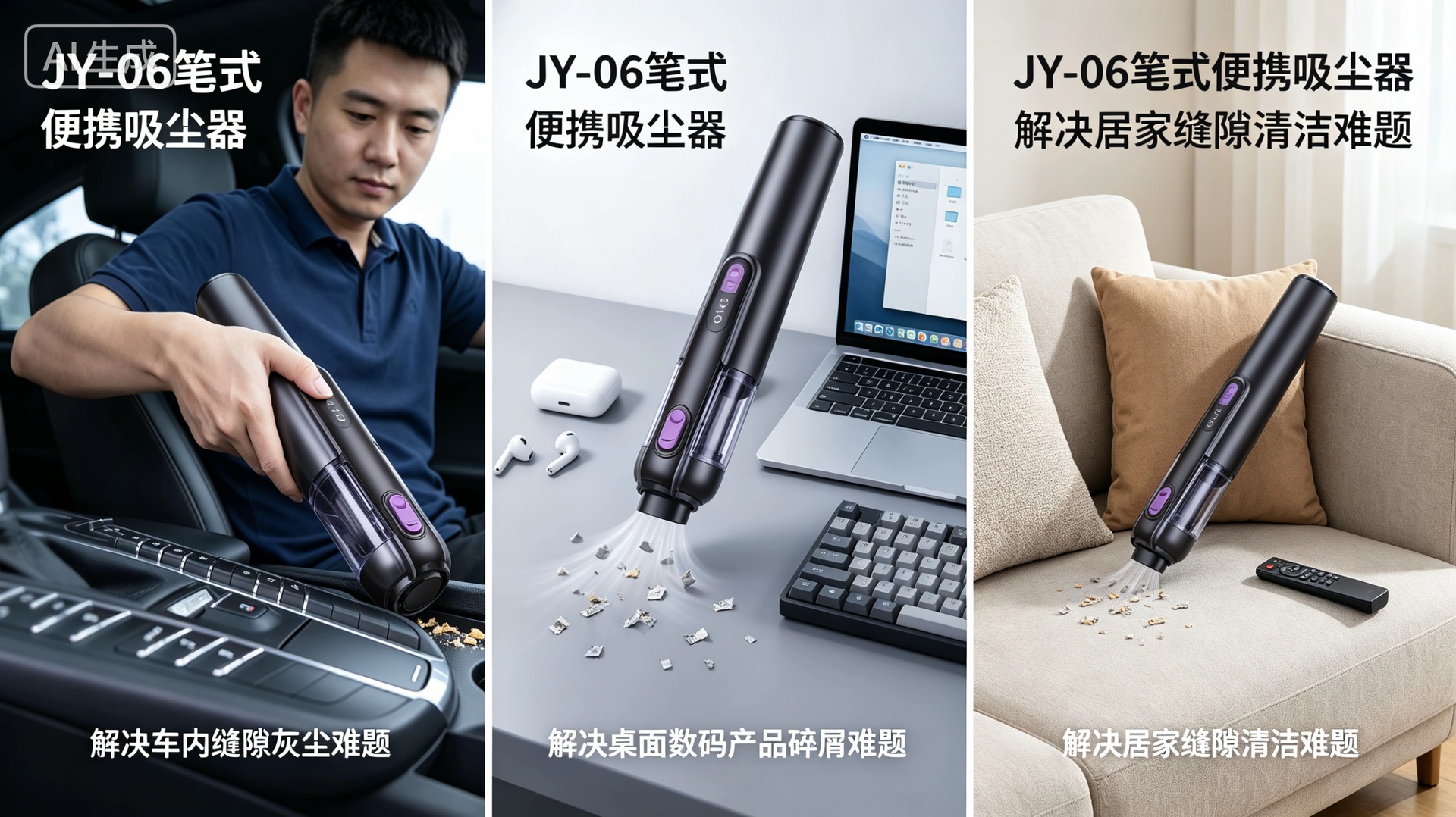 Luoshiman 2026 Flagship Jy-06 Wireless Car Vacuum Cleaner 75W Handheld 11.1V High Voltage and High Suction Power