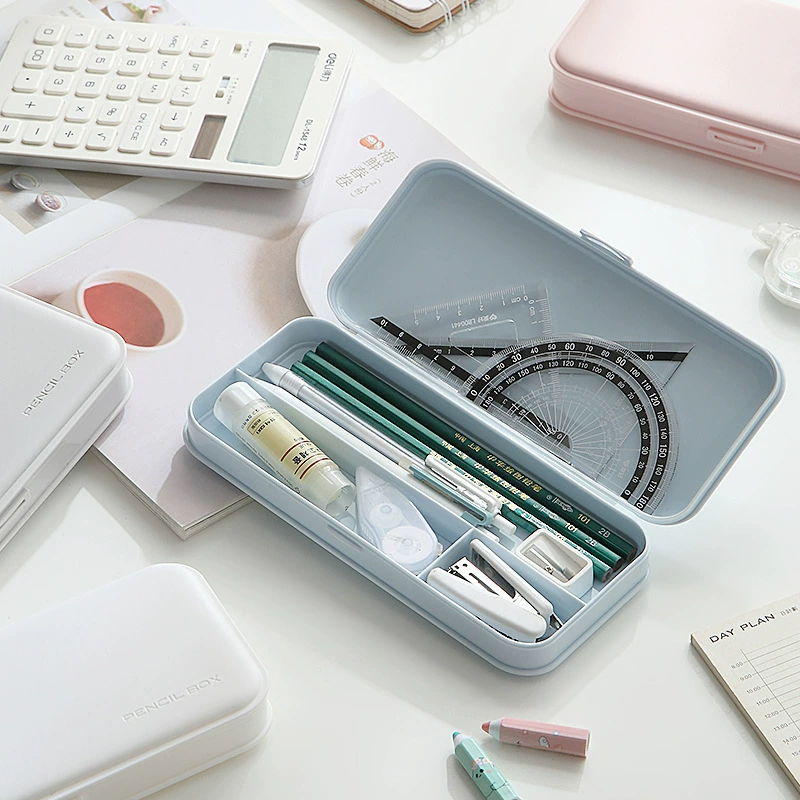 Pencil case, cream universal plastic storage box for students, DIY