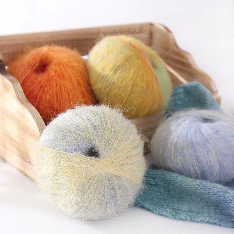 Oil Painting Gradient Alpaca Mohair Gradient Color Handmade DIY Knitting Sweater Material Kit Yarn Wholesale Cross-Border
