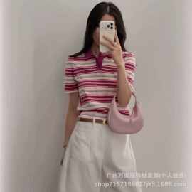 2026新款时尚单品高定CE家美式复古风气质靓丽针织短袖上衣女装潮