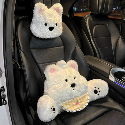 Headrest Lumbar Support Set Cute Cartoon - chef-west-highland-lumbar-support-headrest-2-pieces