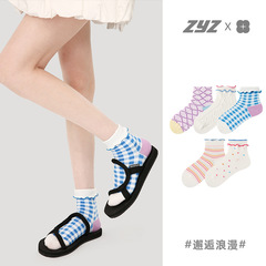 文藝復興木耳邊襪子女春夏薄款少女可愛短襪日系學院風淺口船襪