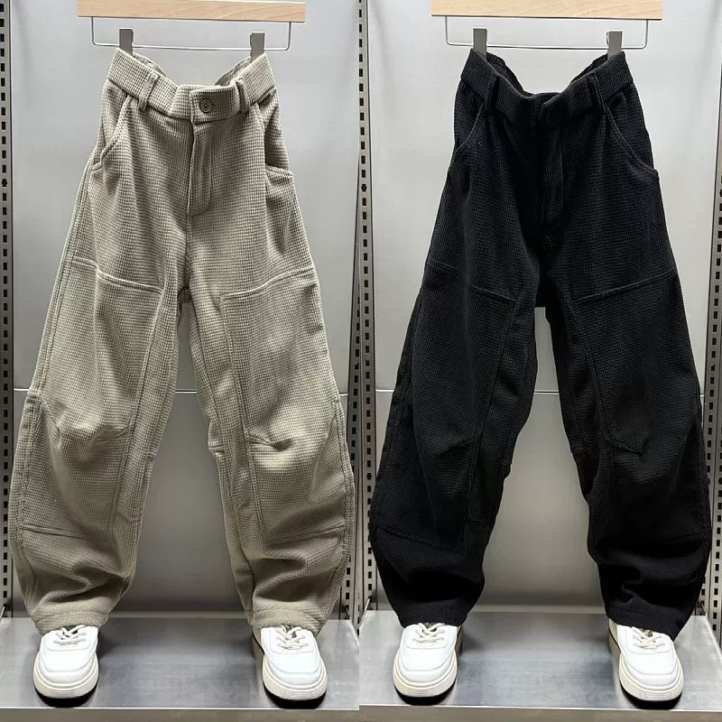 Осенние и зимние новые плюшевые толстые повседневные брюки мужские вельветовые прямые брюки прилив свободного мачете полноцветные повседневные брюки