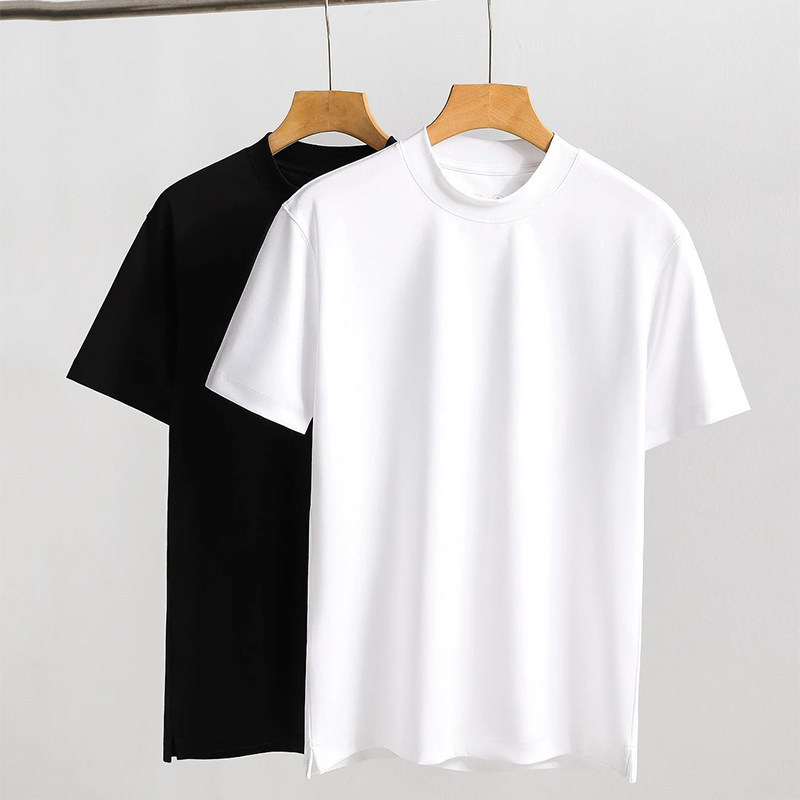 3K+ units in stock! 80-count imported Supima cotton! Men's summer solid color simple high-end short-sleeve T-shirt for export
