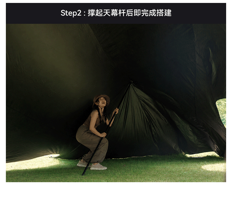 Blackdog Outdoor Canopy Tent Black Glue Sun Protection Camping Style Picnic Free Construction Windproof and Rainproof Awning