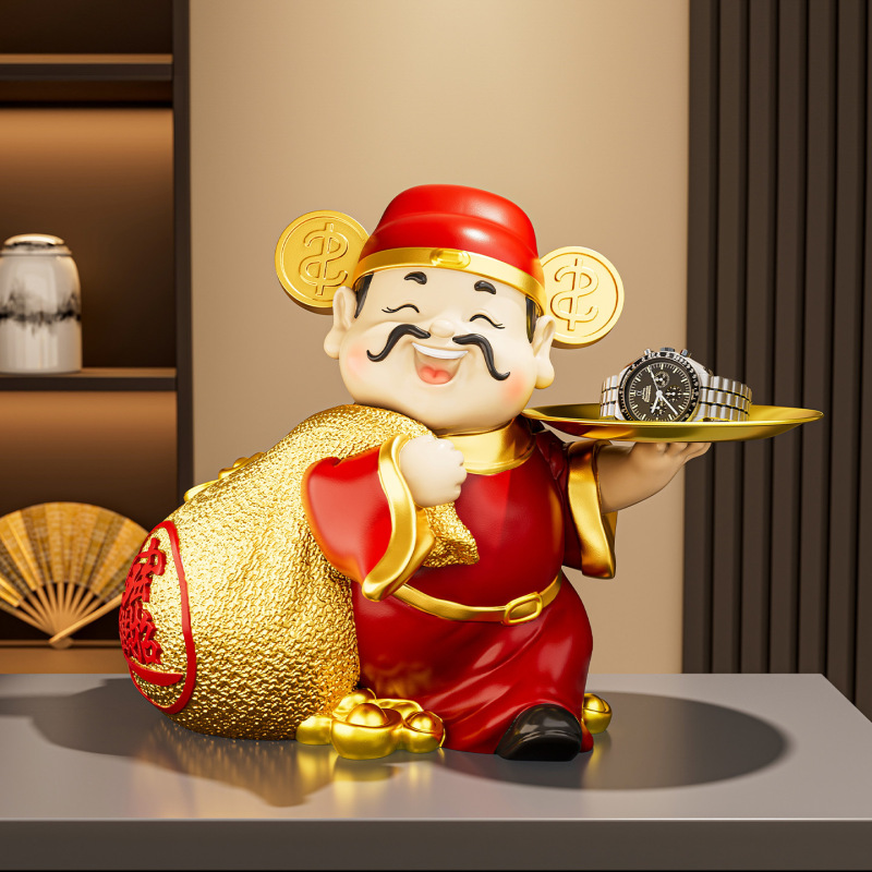 财神爷摆件新店开业大吉礼物高档店铺前台收银台玄关收纳乔迁礼品|undefined