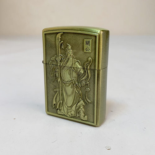 Guan Gong embossed bronze 3067 kerosene metal windproof double-sided carved retro lighter wholesale