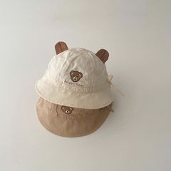 秋南 嬰兒帽子2024春秋新款時尚小熊寶寶遮陽盆帽兒童漁夫帽批發